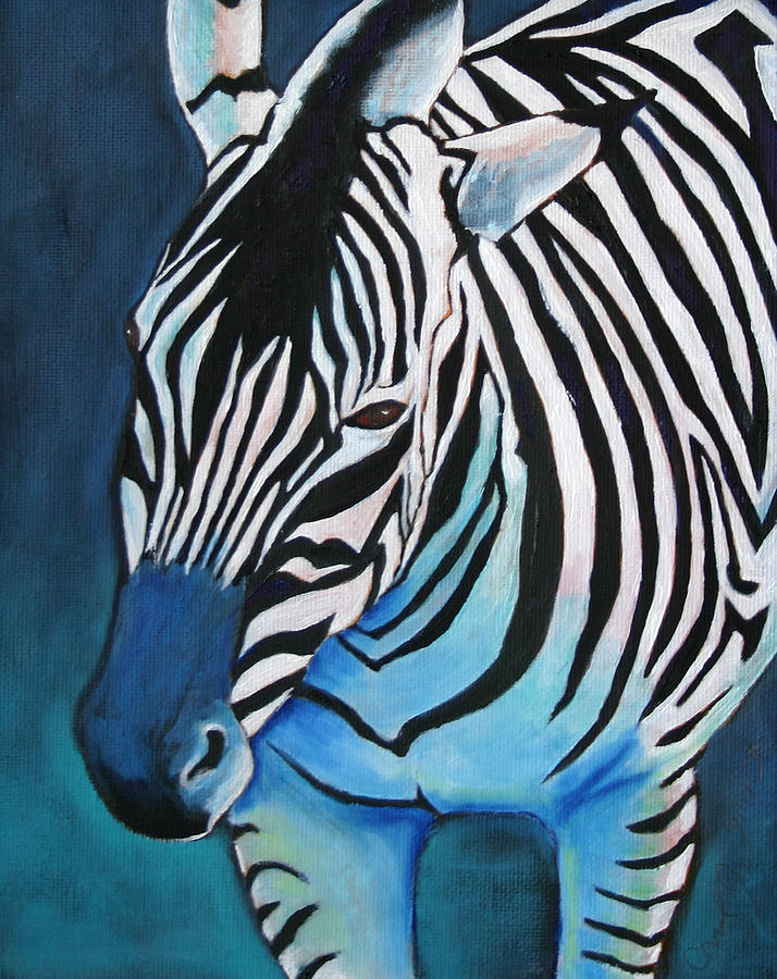 Zebra Blues Painting by Carol Jo Smidt