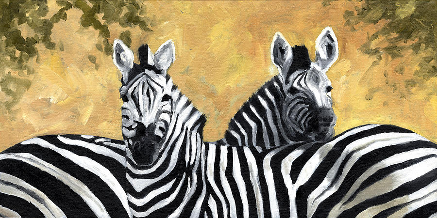 Zebra Painting - Zebra Buddies by Liz Rose