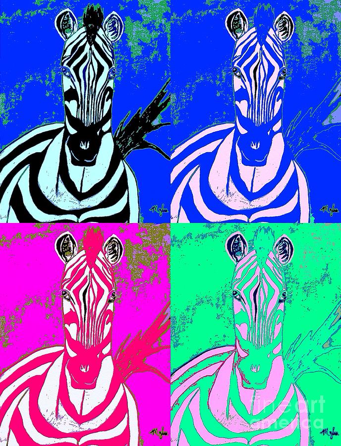 Zebra Collage Pop Painting by Saundra Myles