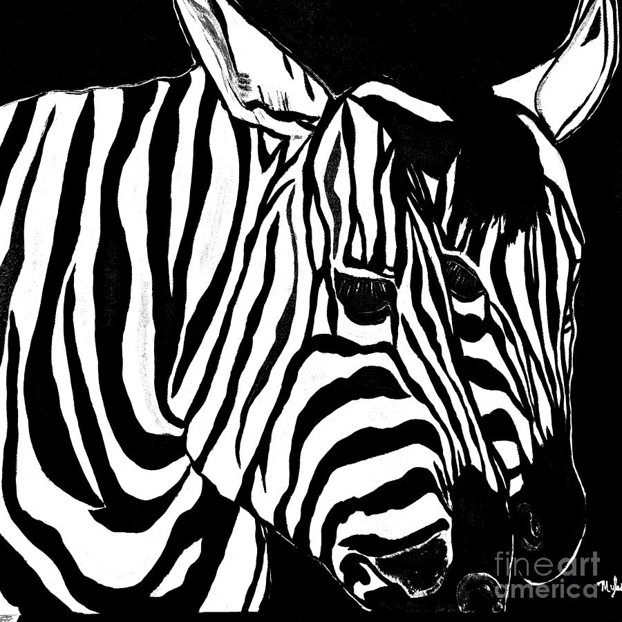 Zebra Couple Black and White Painting by Saundra Myles - Fine Art America