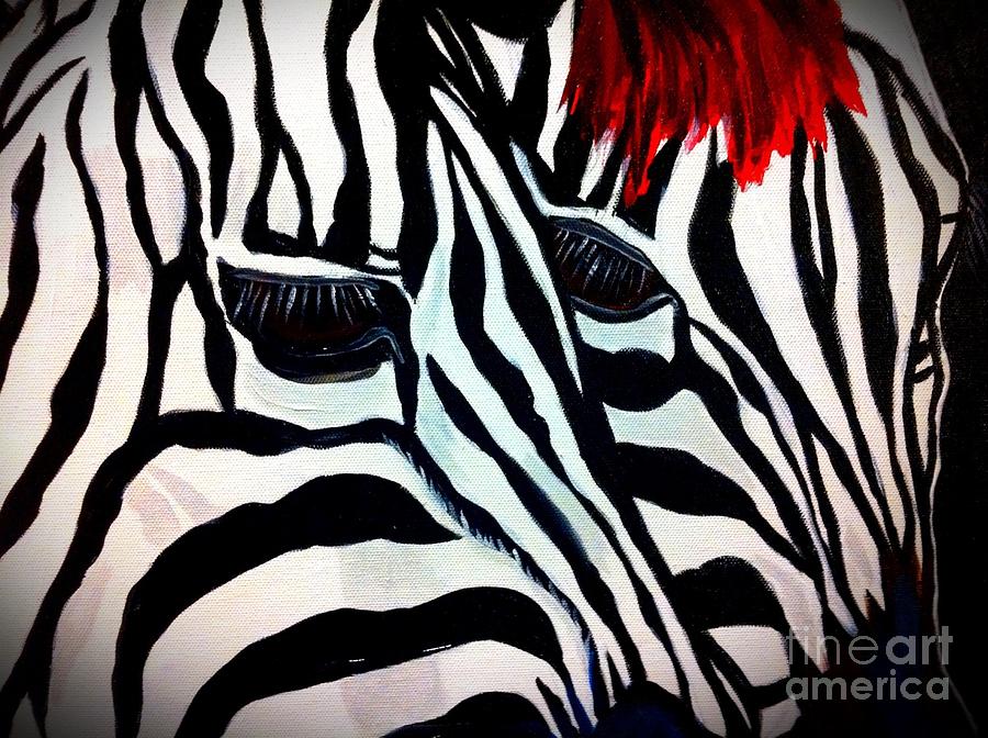 Zebra Couple Painting by Saundra Myles