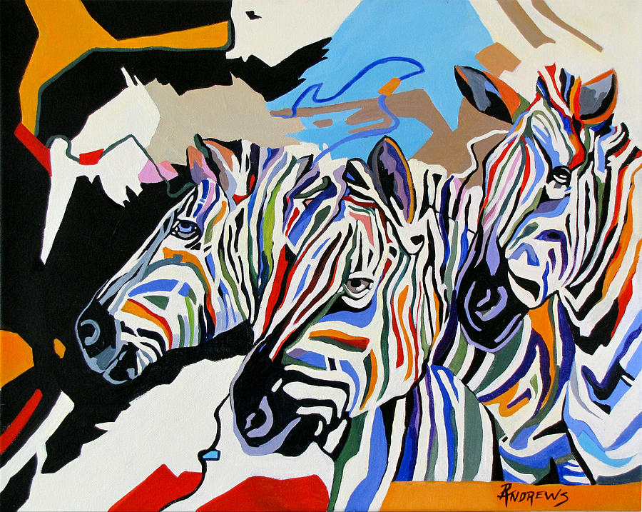 Zebra Design Painting by Rae Andrews