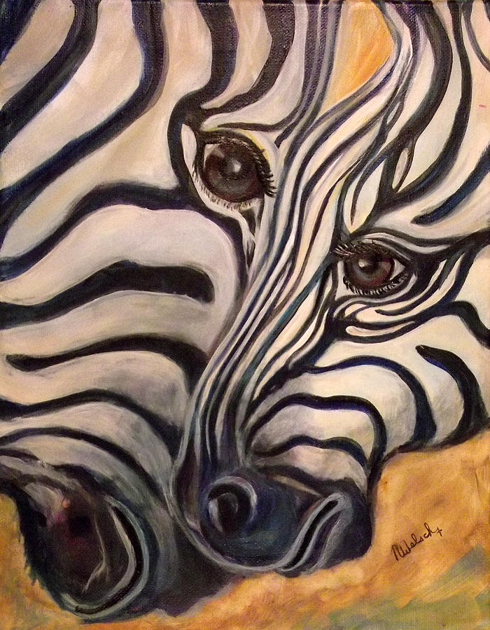 Wildlife Painting - Zebra Zumba by Nancy Welsch
