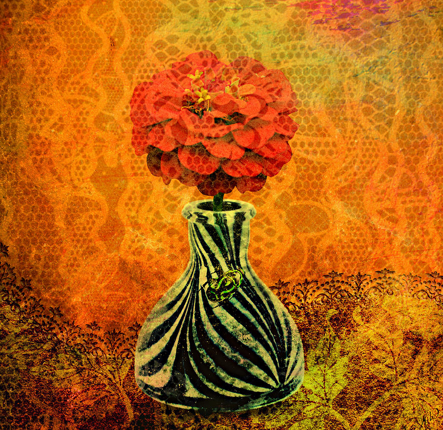 Zebra Flower Vase Painting by Ally  White