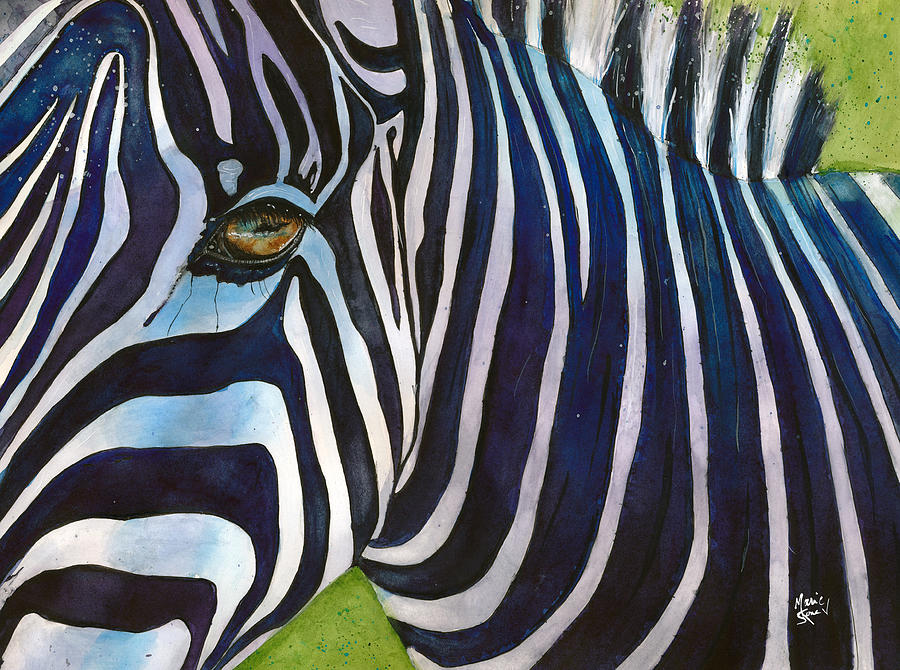 Black And White Painting - Zebra Stare by Marie Stone-van Vuuren