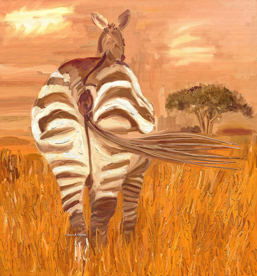 Zebra Grazing Painting
