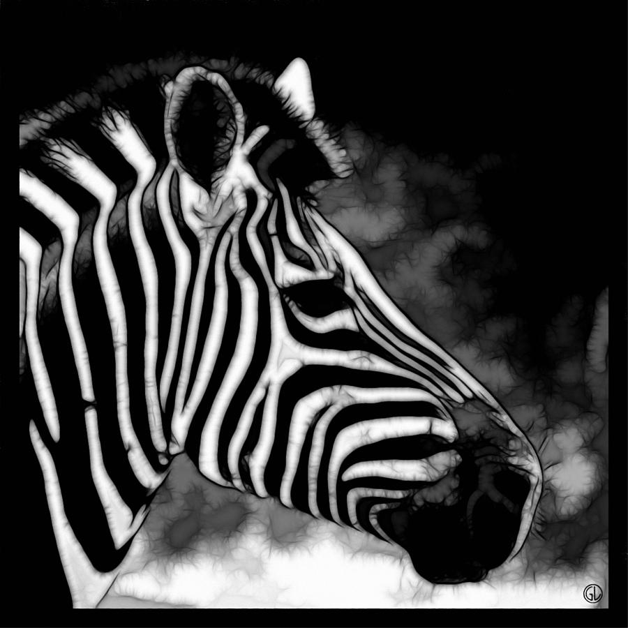 Black And White Digital Art - Zebra by Gun Legler