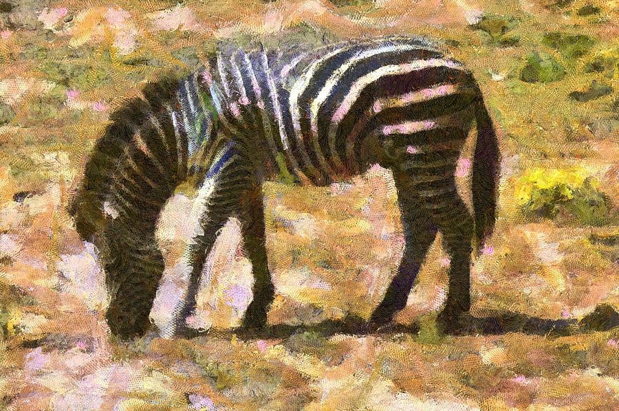 Zebra in the wild Digital Art by Carrie OBrien Sibley