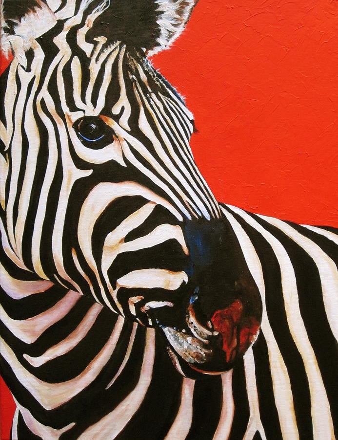 Wildlife Painting - Zebra by Lillian  Bell