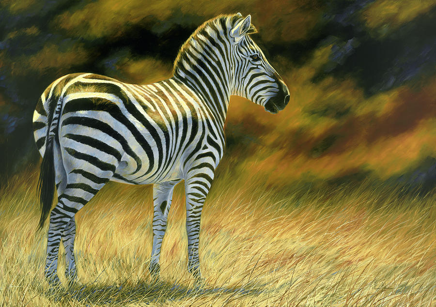 Zebra Painting - Zebra by Lucie Bilodeau