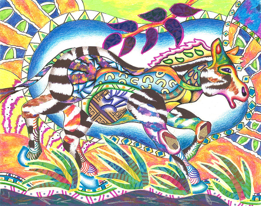 Zuri - Zebra Mixed Media by Michael Andrew Frain