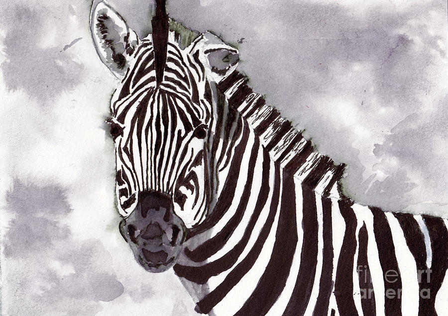 Wildlife Painting - Zebra by Michael Rados Wildlife Painting - Zebra by Michael Rados