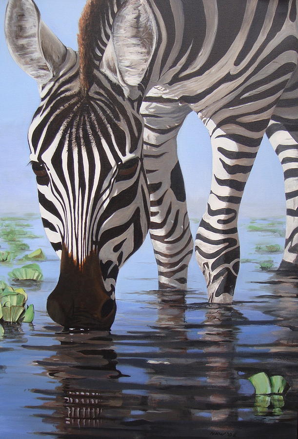 Animal Painting - Zebra-morning by Neil Walker