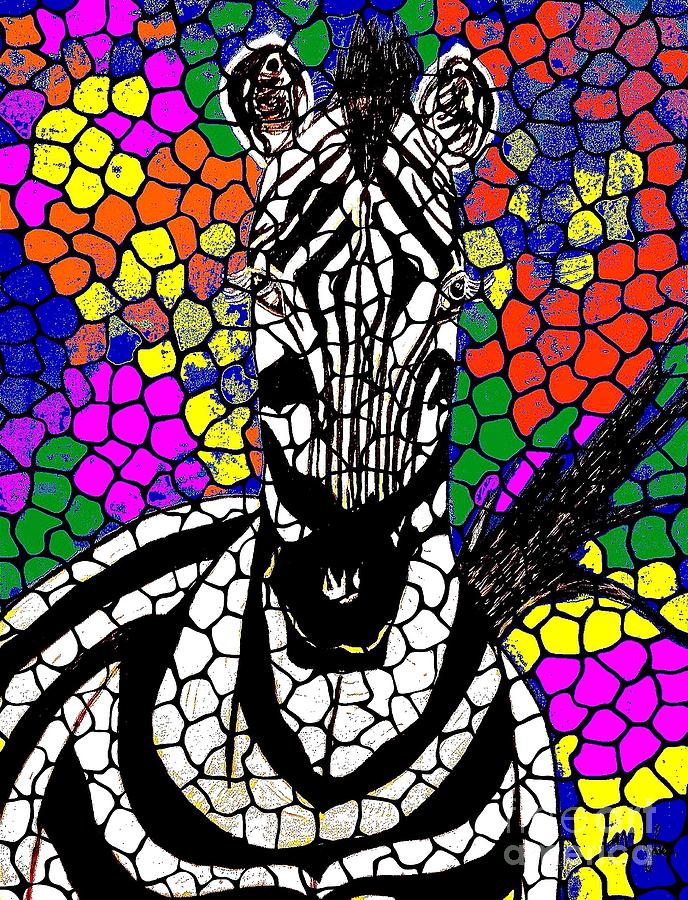 Zebra Mosaic Abstract Painting by Saundra Myles