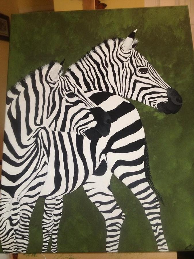 Animal Painting - Zebra pair by Courtney Adams