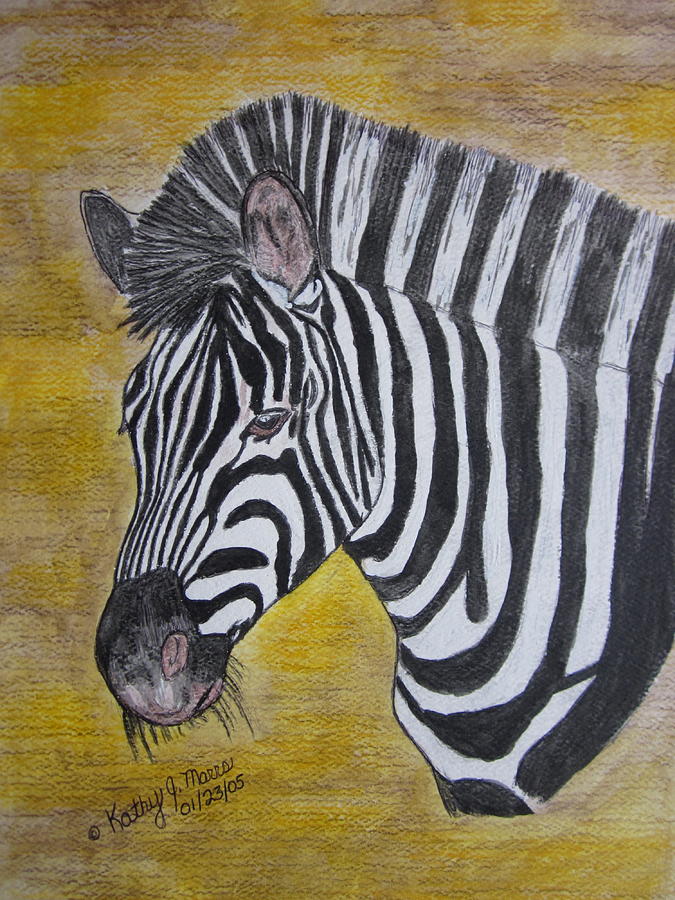 Zebra Portrait Painting by Kathy Marrs Chandler