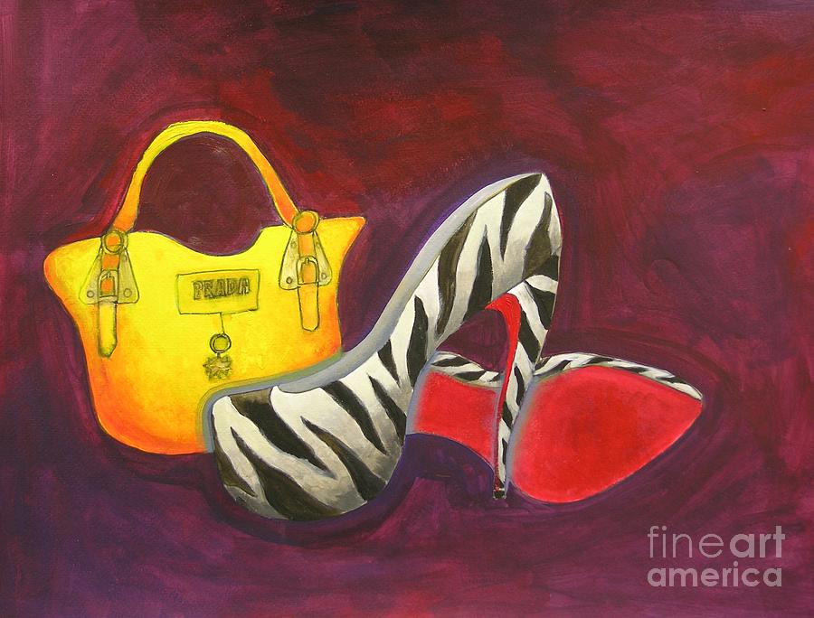 Zebra Print and Handbag Painting by Lamario Jackson
