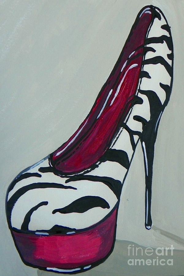 Zebra Pumps Painting by Marisela Mungia