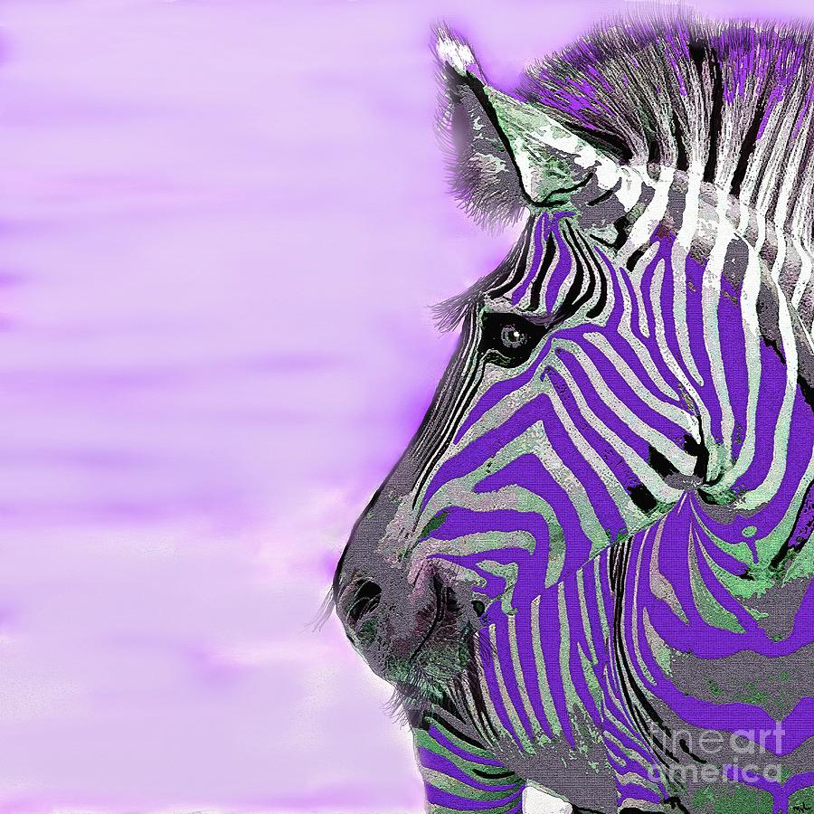 Zebra Purple Mist Painting by Saundra Myles