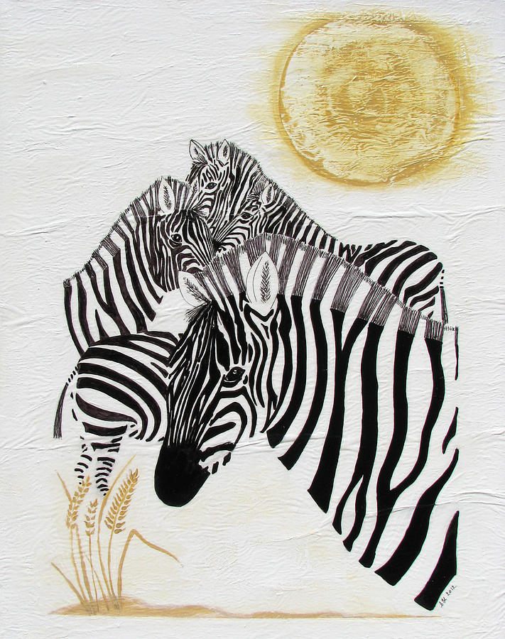Zebra Quintet Painting by Stephanie Grant