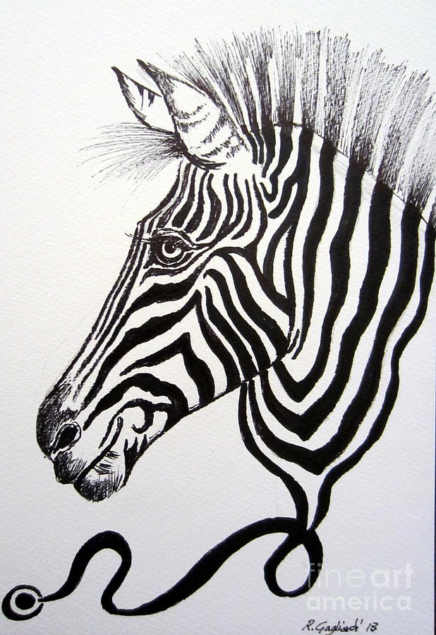 Zebra Ribbon Painting by Roberto Gagliardi