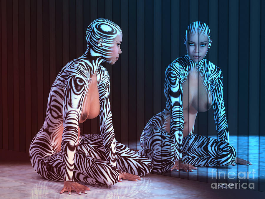 Zebra Woman Digital Art by Jutta Maria Pusl