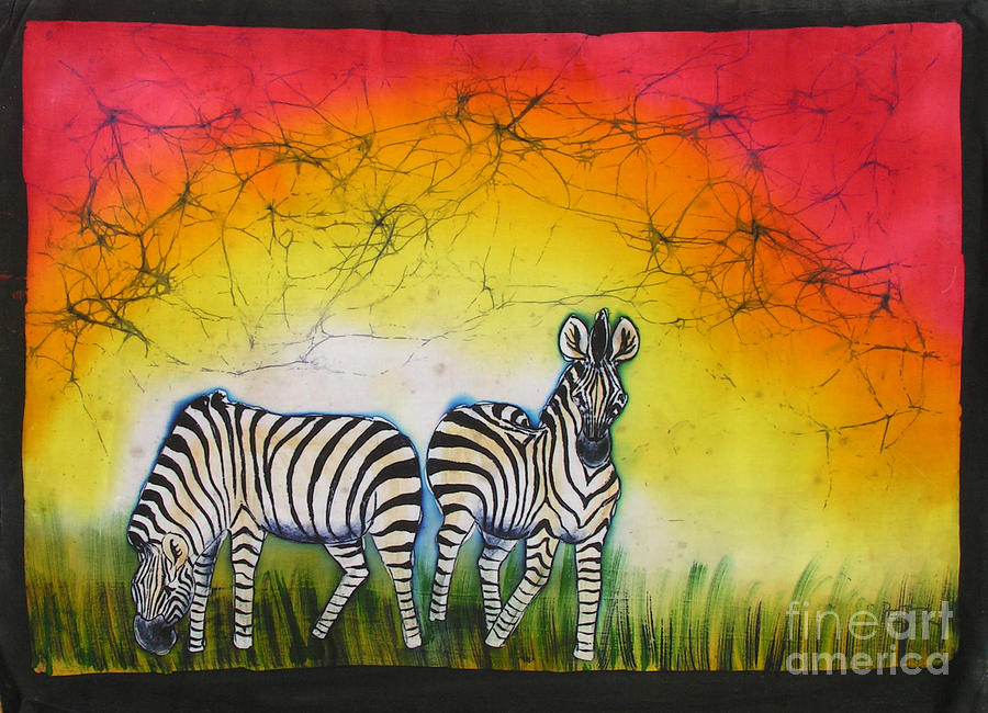 African Painting - Zebras In A Brightness by Peter Mkoweka African Painting - Zebras In A Brightness by Peter Mkoweka