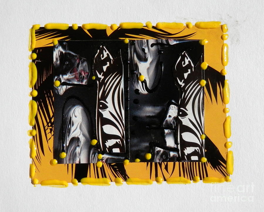 Zebras in gold Mixed Media by Barbara Leigh Art