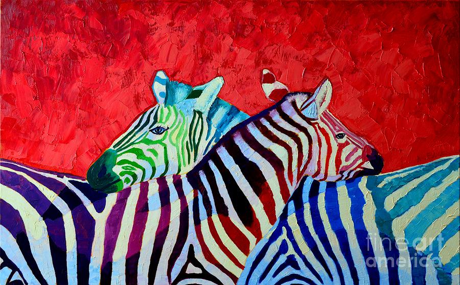 Zebra Painting - Zebras In Love  by Ana Maria Edulescu