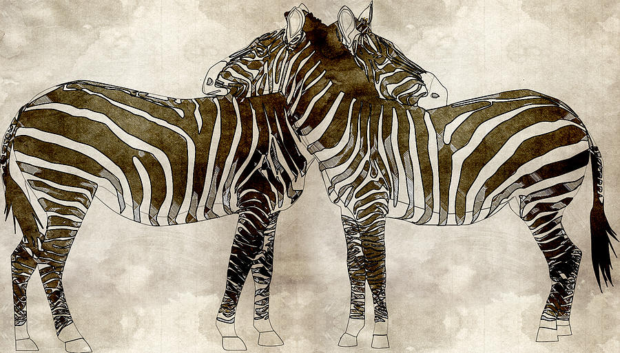 Zebras In Love Painting by Celestial Images