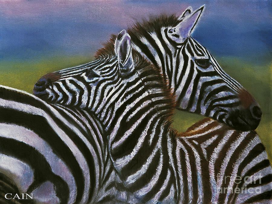 Zebras In Love Giclee Print Painting by William Cain