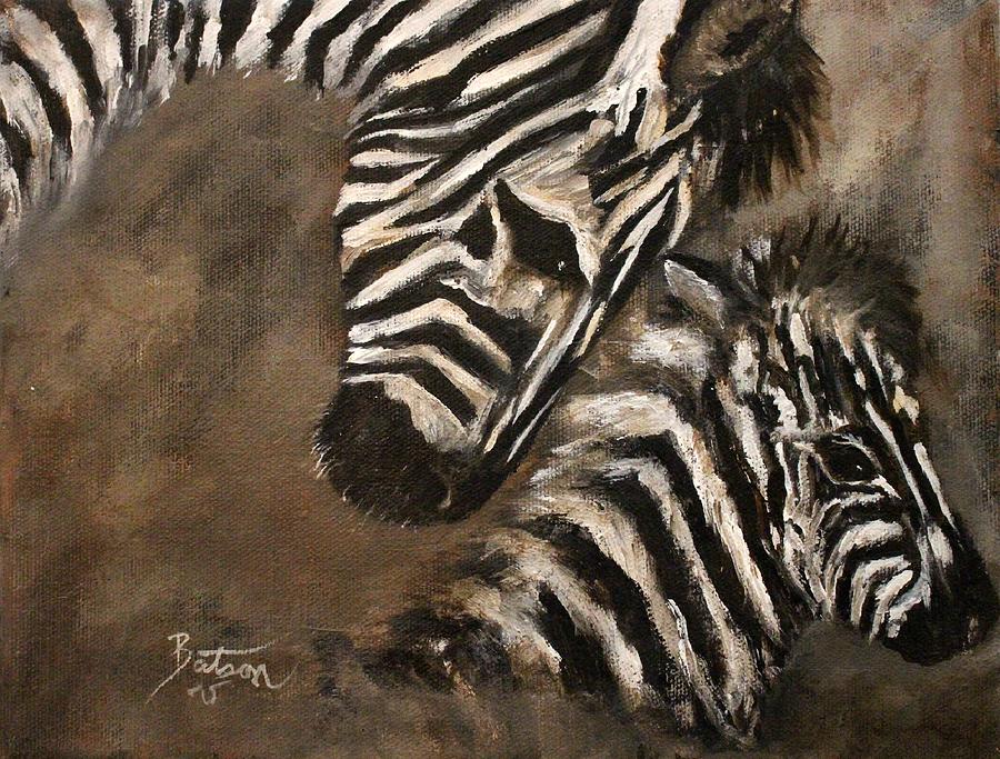 Zebras Love From Above Painting by Barbie Batson