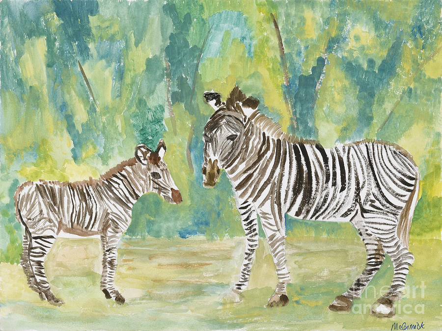 Zebra Painting - Zebras by Mary McCormick