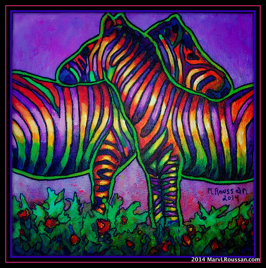 Zebras of Zion-SOLD Painting by MarvL Roussan