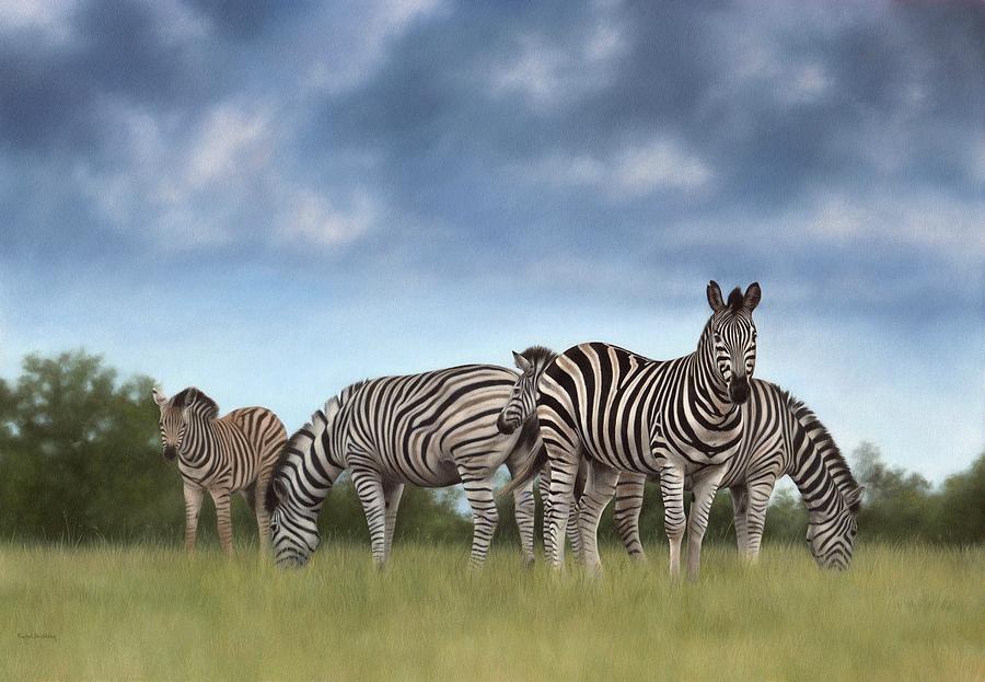 Zebra Painting - Zebras Painting #1 by Rachel Stribbling