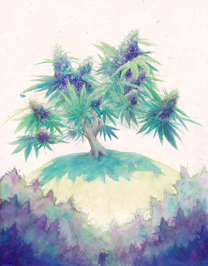 Hummingbird Painting - Zen Cannabis by Raymond Lee Junior Warfield