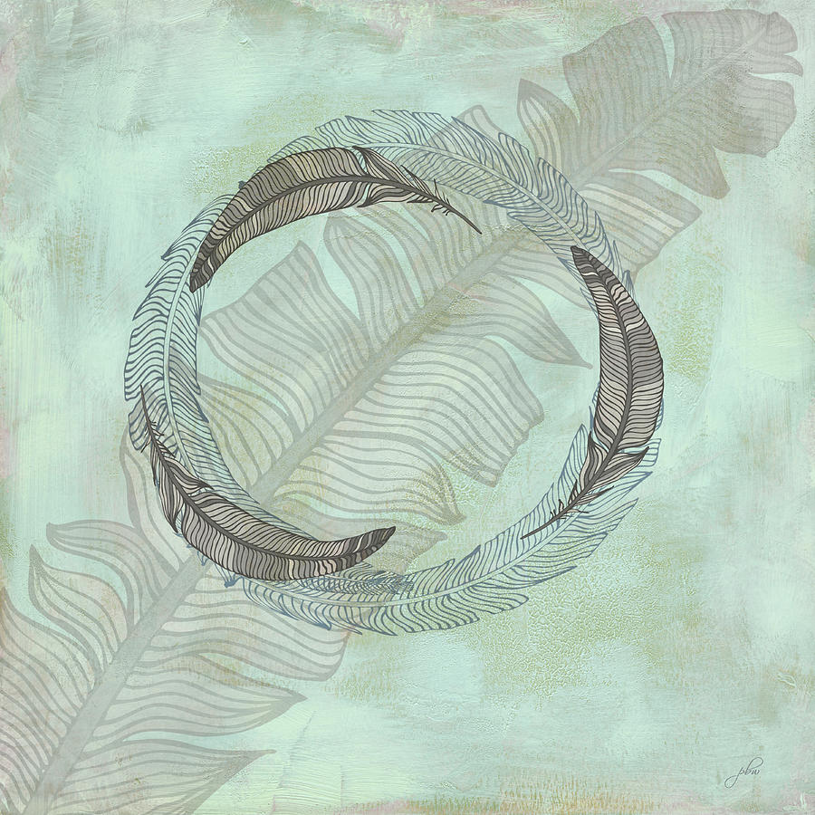 Feather Still Life Digital Art - Zen Feather Circle I I by Paulette B Wright