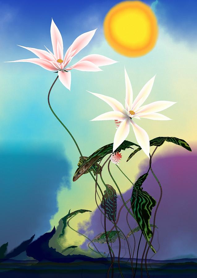 Nature Digital Art - Zen flowers 3d by GuoJun Pan