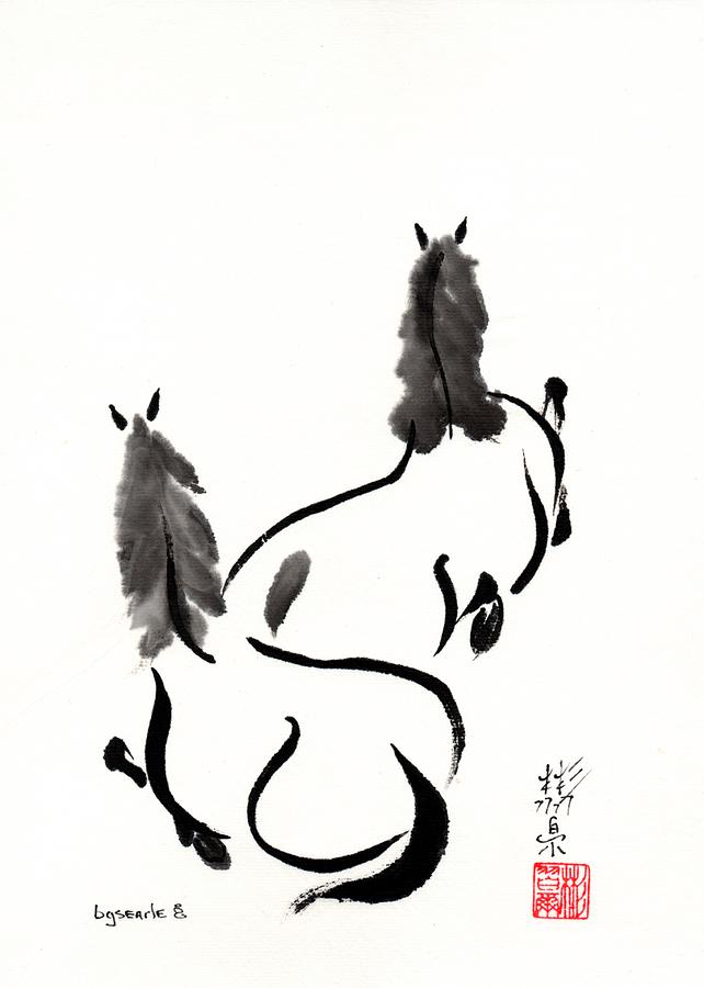 Zen Horses Retired Painting by Bill Searle