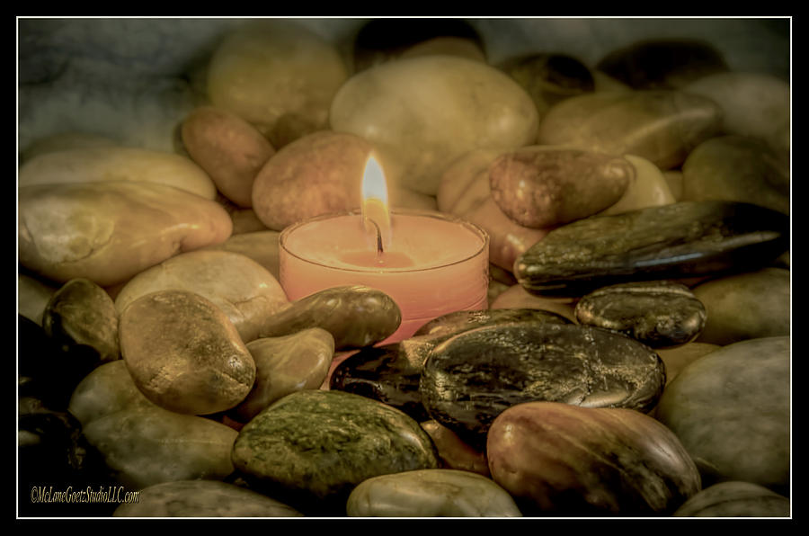 Candle Photograph - Zen Light Rock by LeeAnn McLaneGoetz McLaneGoetzStudioLLCcom