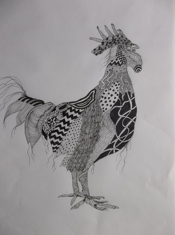 Zen Rooster Left by Audrey Bunchkowski Zen Rooster Left by Audrey Bunchkowski