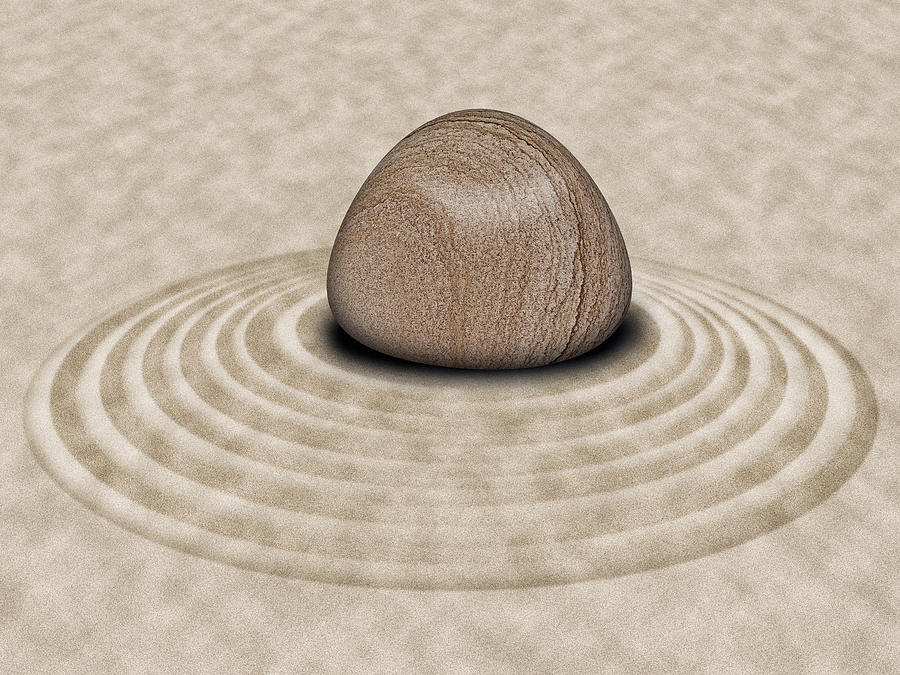 Zen Stone on Sand Garden Circles Photograph by David Gn