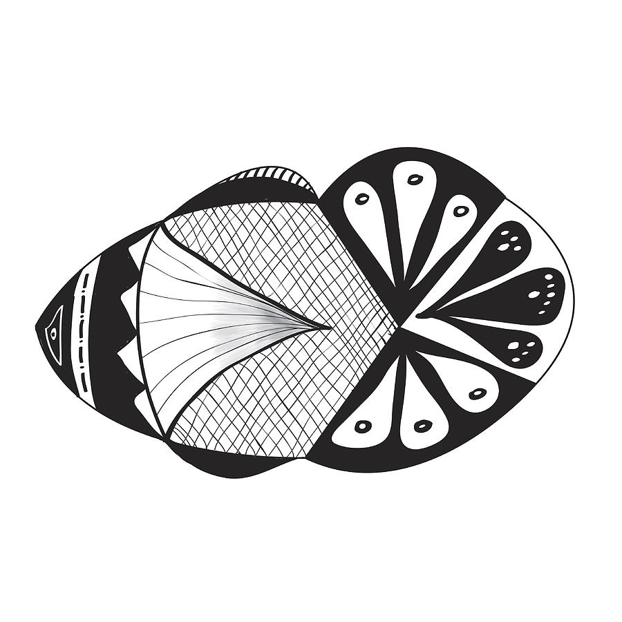 Fish Drawing - Zen Tribal Fan Fish by Ginger Sanders