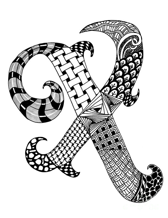  Letter  X  Monogram Drawing  by Nan Wright