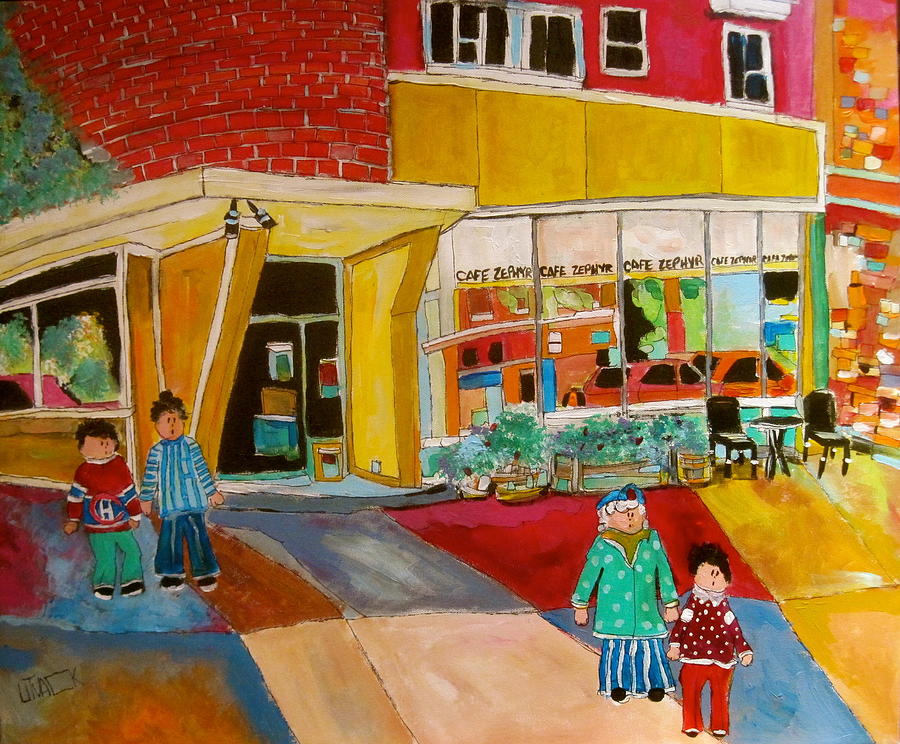 Zephyr Cafe Sherbrooke Painting by Michael Litvack