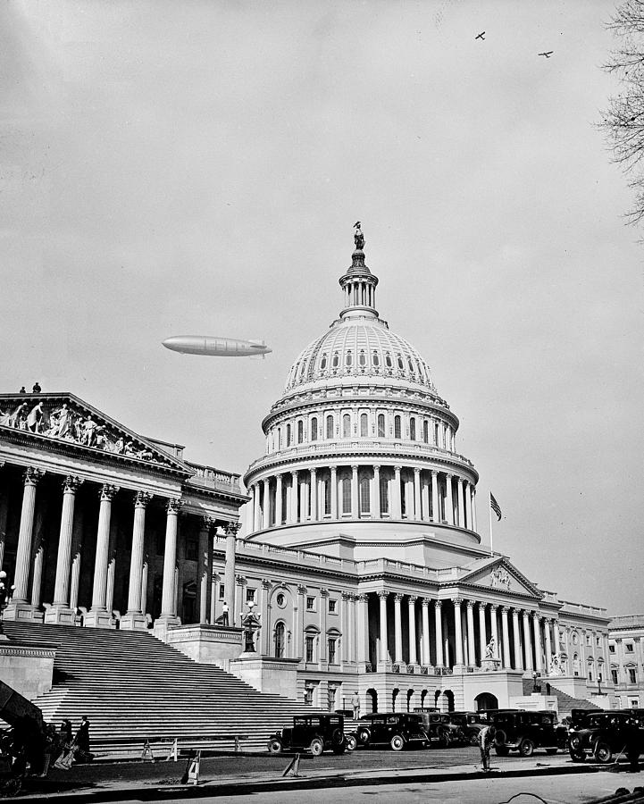 Zeppelin over the Capitol Photograph by Benjamin Yeager