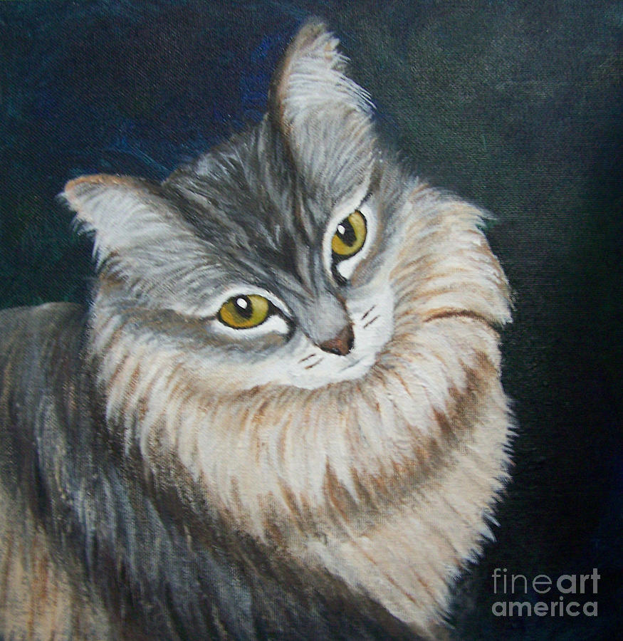 Cat Painting - Zero by Georgie McNeese