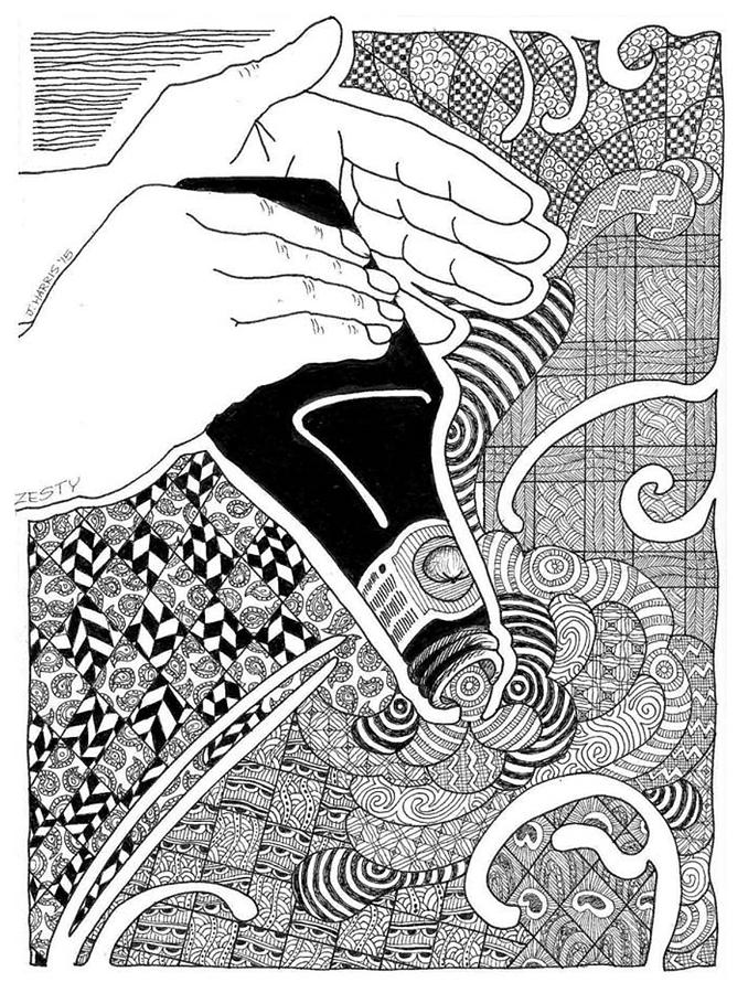 Zesty Zentangle Drawing by Jim Harris