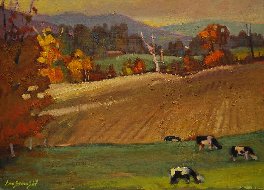 Berkshire Hills Autumn Painting - Ziemba Farm by Len Stomski