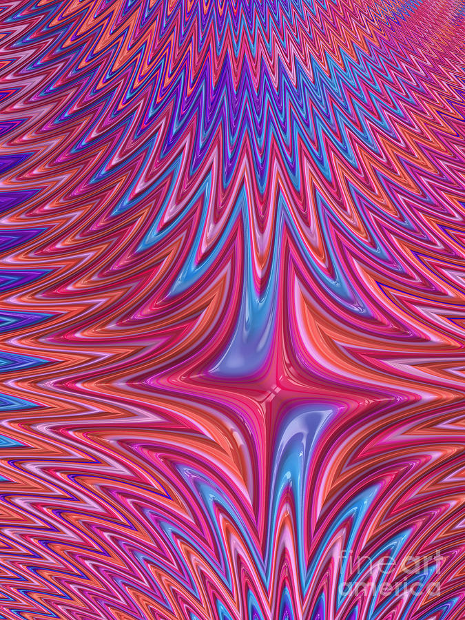 Abstract Digital Art - Zigzag in red and blue by John Edwards